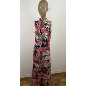 Vintage Lisanne Loungewear Maxi Dress Psychedelic Mod Paisley Floral